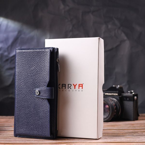 Stylish vertical wallet made of genuine leather KARYA 21423 Blue 21423 фото