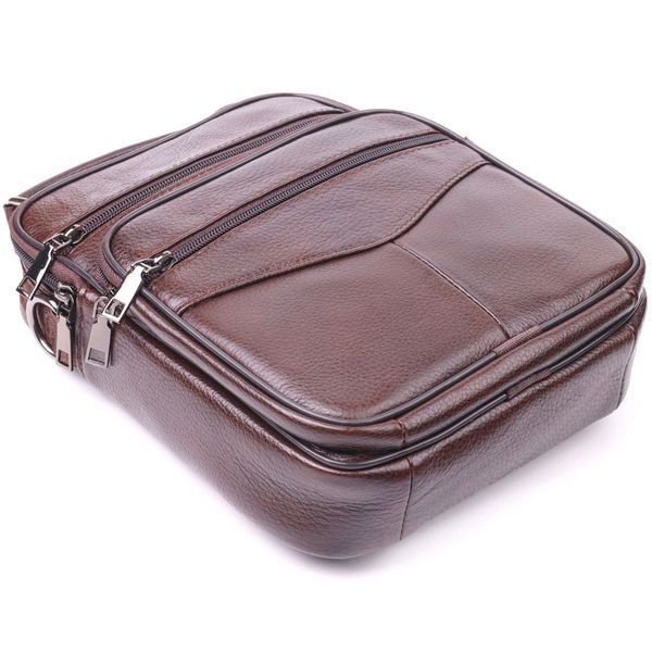 Comfortable men's leather bag with handle 21276 Vintage Brown 21276 фото