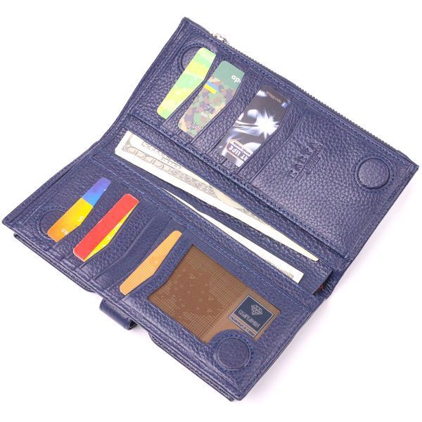 Stylish vertical wallet made of genuine leather KARYA 21423 Blue 21423 фото