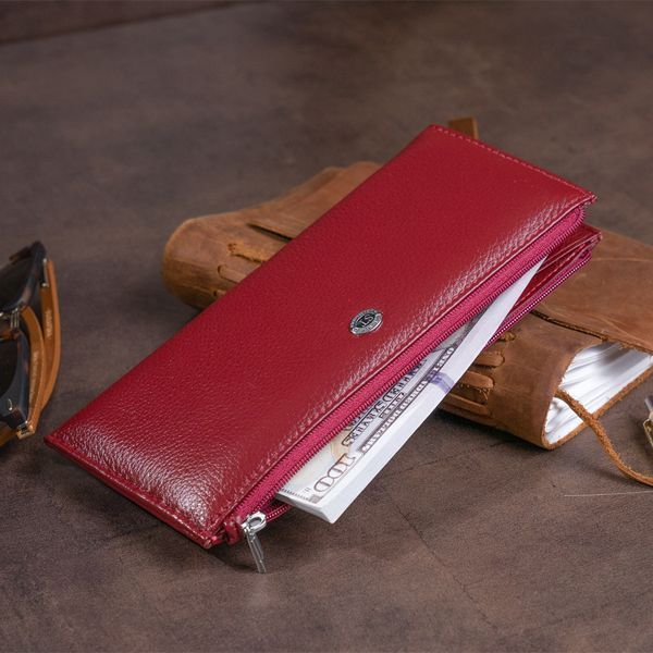 Горизонтальный тонкий кошелек из кожи женский ST Leather 19326 Бордовый 19326 фото