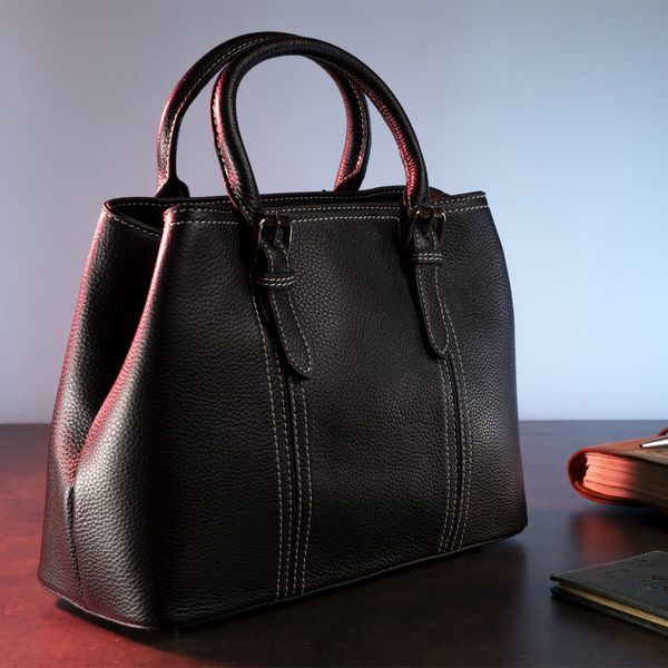 Classic women's bag in flotar leather Vintage 14861 Black 14861 фото