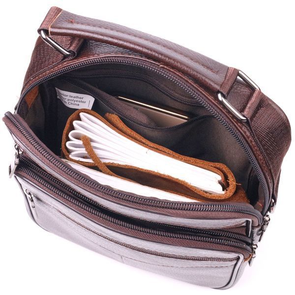 Comfortable men's leather bag with handle 21276 Vintage Brown 21276 фото