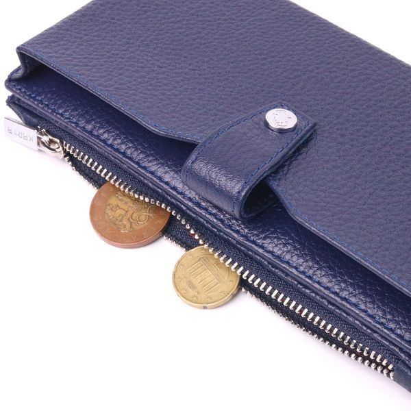 Stylish vertical wallet made of genuine leather KARYA 21423 Blue 21423 фото