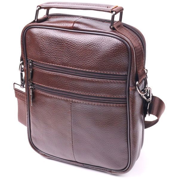 Comfortable men's leather bag with handle 21276 Vintage Brown 21276 фото