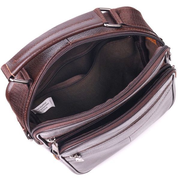 Comfortable men's leather bag with handle 21276 Vintage Brown 21276 фото