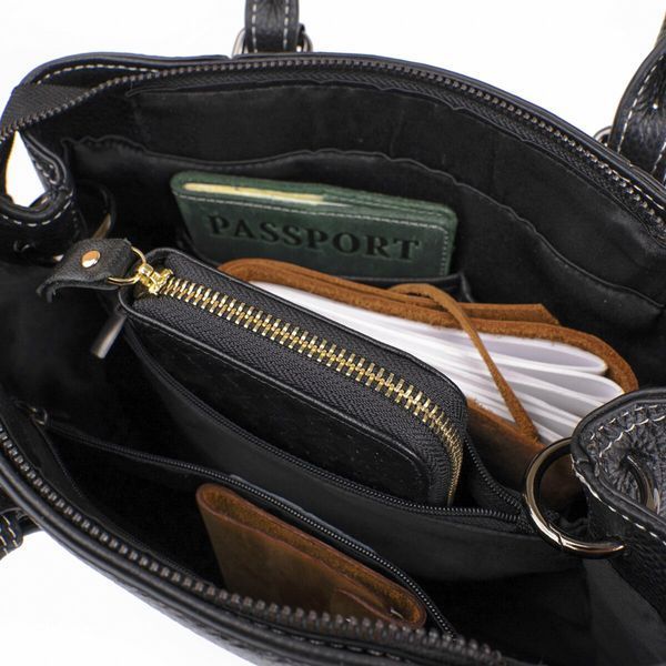 Classic women's bag in flotar leather Vintage 14861 Black 14861 фото