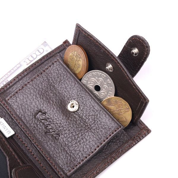 Patent men's wallet made of textured leather KARYA 21046 Brown 21046 фото