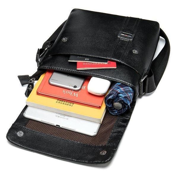Leather messenger bag flotar Vintage 20031 Black 20031 фото