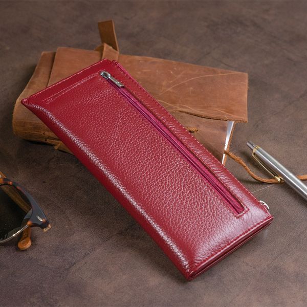 Горизонтальный тонкий кошелек из кожи женский ST Leather 19326 Бордовый 19326 фото