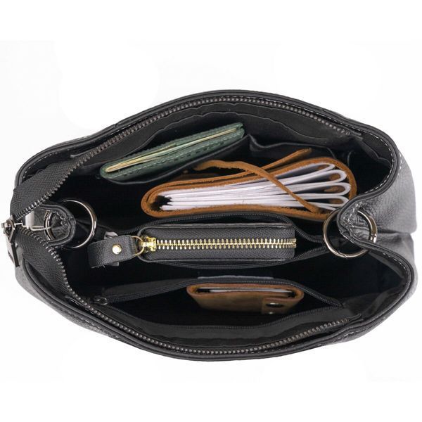 Classic women's bag in flotar leather Vintage 14861 Black 14861 фото