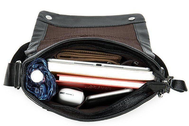Leather messenger bag flotar Vintage 20031 Black 20031 фото