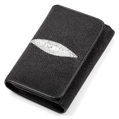 Гаманець женскийй STINGRAY LEATHER 18055 з натуральної шкіри морського скату Чорний 18055 фото
