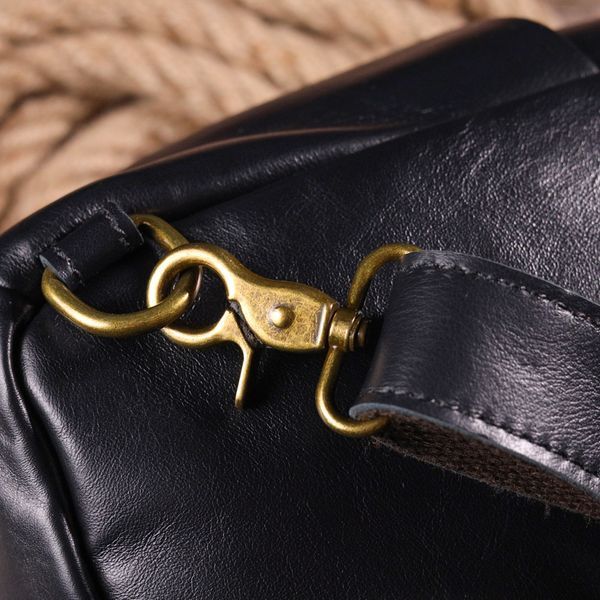 Excellent men's shoulder bag made of genuine smooth leather 21286 Vintage Black 21286 фото
