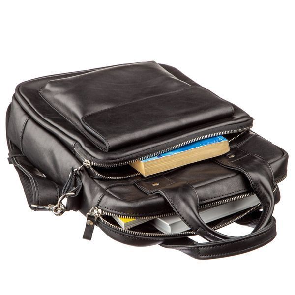 Men's bag under A4 vertical format in smooth leather 11165 SHVIGEL, Black 11165 фото