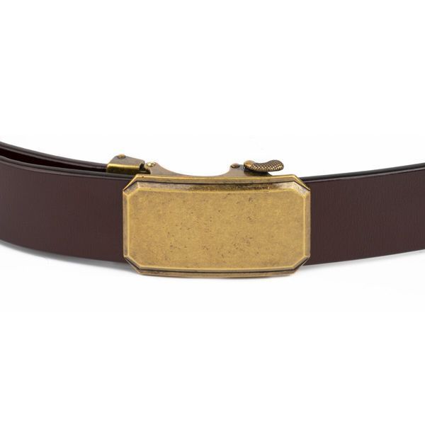 Men's belt with brass angular buckle Vintage 20276 Brown 20276 фото