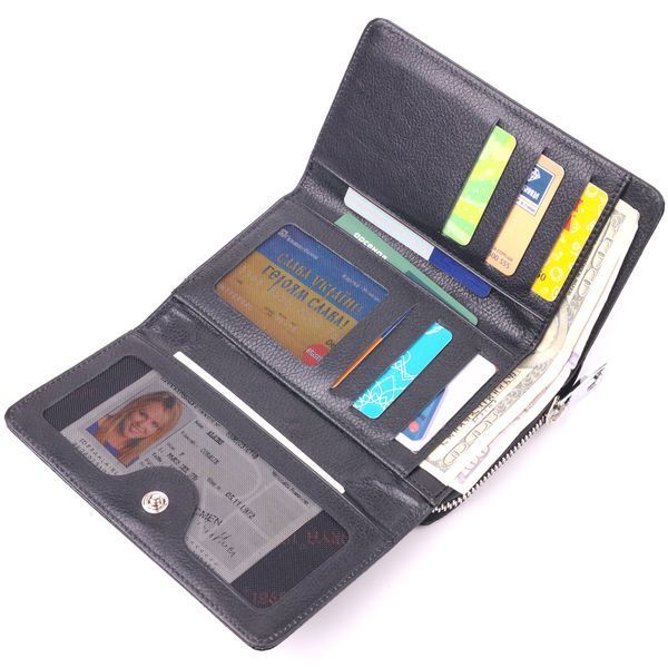 Interesting women's purse made of patent textured leather KARYA 21431 Black 21431 фото