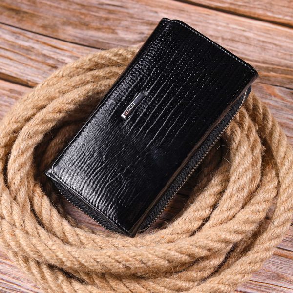 Interesting women's purse made of patent textured leather KARYA 21431 Black 21431 фото
