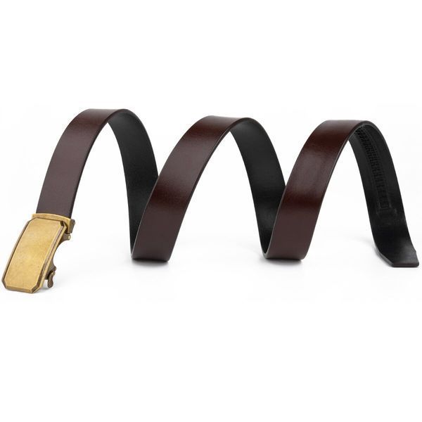 Men's belt with brass angular buckle Vintage 20276 Brown 20276 фото