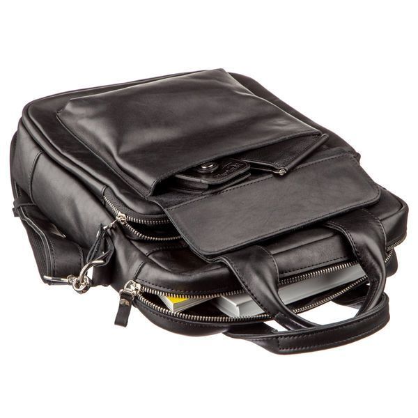 Men's bag under A4 vertical format in smooth leather 11165 SHVIGEL, Black 11165 фото