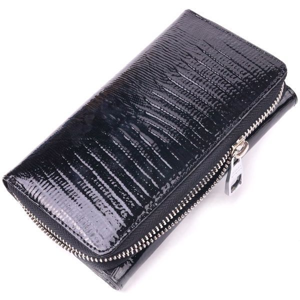 Interesting women's purse made of patent textured leather KARYA 21431 Black 21431 фото