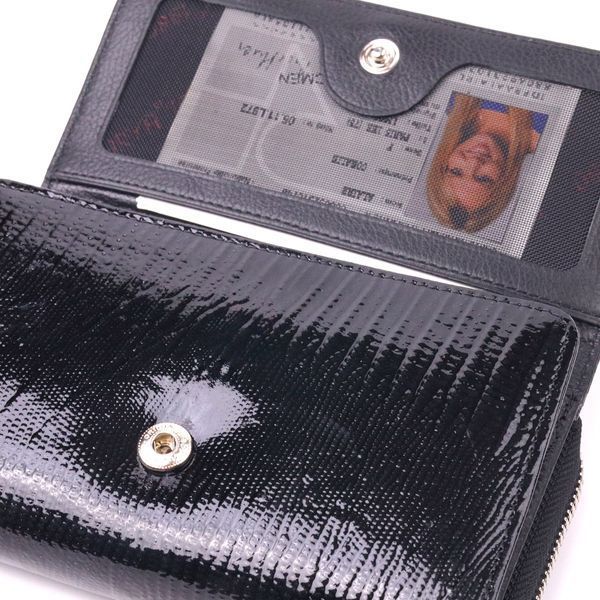 Interesting women's purse made of patent textured leather KARYA 21431 Black 21431 фото