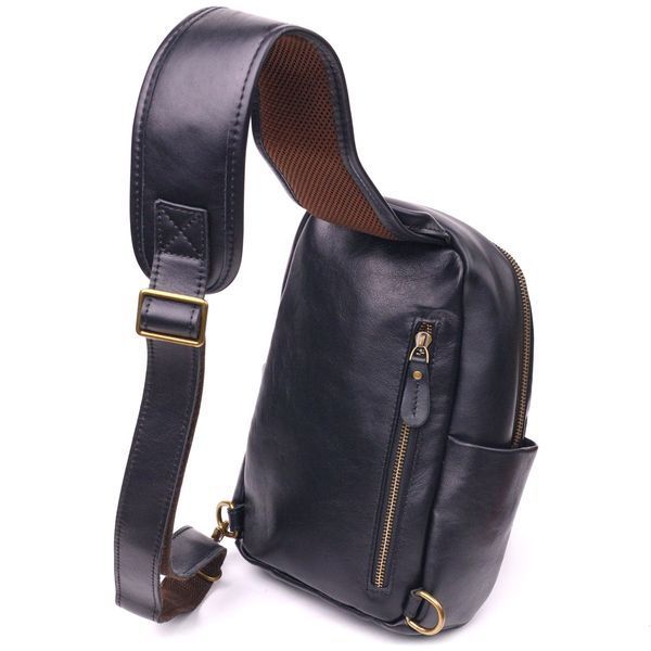 Excellent men's shoulder bag made of genuine smooth leather 21286 Vintage Black 21286 фото