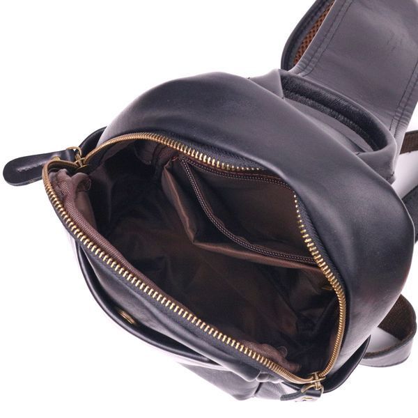 Excellent men's shoulder bag made of genuine smooth leather 21286 Vintage Black 21286 фото
