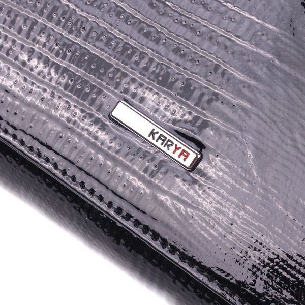 Interesting women's purse made of patent textured leather KARYA 21431 Black 21431 фото