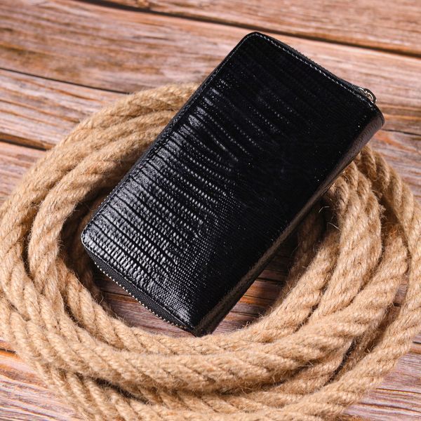 Interesting women's purse made of patent textured leather KARYA 21431 Black 21431 фото