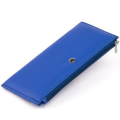 Horizontal thin wallet made of unisex leather ST Leather 19329 Blue 19329 фото