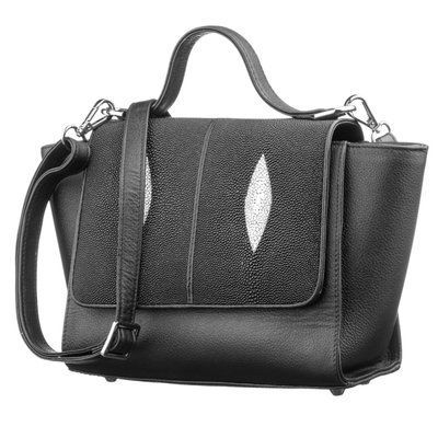Сумка жіноча STINGRAY LEATHER 18506 з натуральної шкіри морського скату Чорна 18506 фото