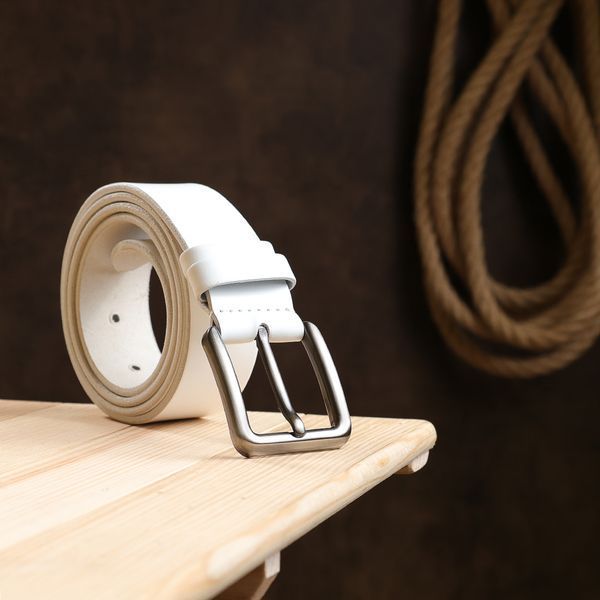 Smooth quality men's belt Vintage 20737 White 20737 фото
