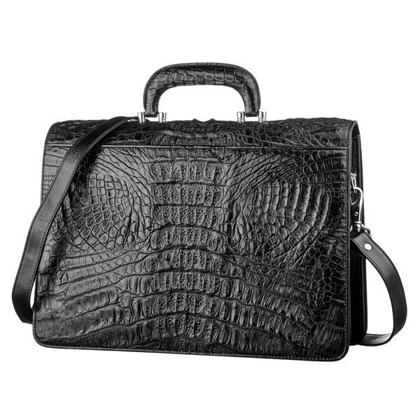 Портфель CROCODILE LEATHER 18048 из натуральной кожи крокодила Черный 18048 фото