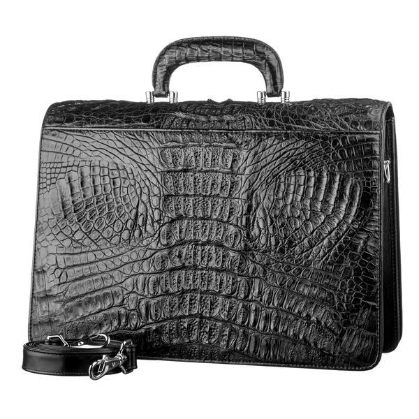 Портфель CROCODILE LEATHER 18048 из натуральной кожи крокодила Черный 18048 фото
