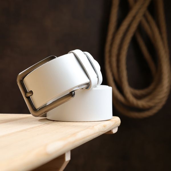 Smooth quality men's belt Vintage 20737 White 20737 фото