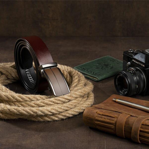 Men's belt with brown insert and darkened metal Vintage 20280 Brown 20280 фото