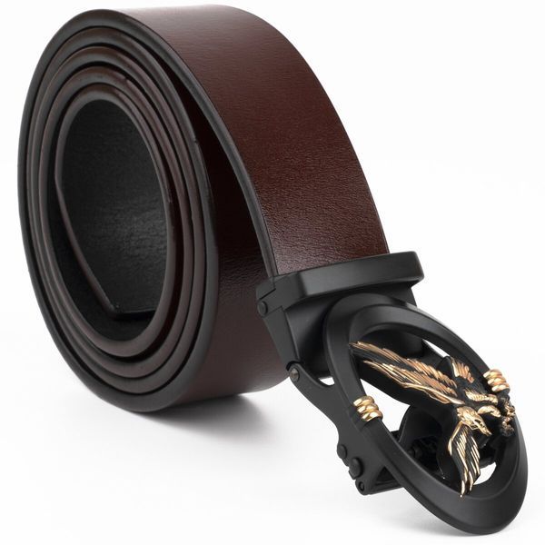 Men's belt with automatic buckle with eagle silhouette Vintage 20298 Brown 20298 фото