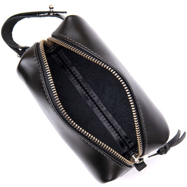 Glossy leather men's cosmetic bag GRANDE PELLE 11413 Black 11413 фото