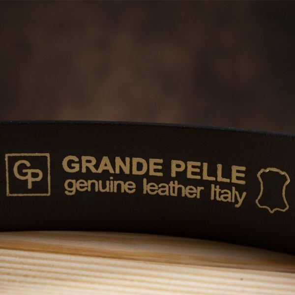 Exclusive men's denim belt made of genuine leather GRANDE PELLE 00910 Brown 20192 фото