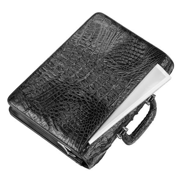 Портфель CROCODILE LEATHER 18048 из натуральной кожи крокодила Черный 18048 фото