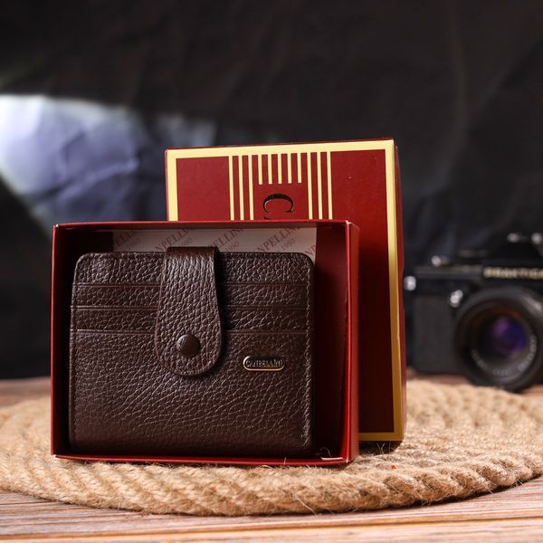 Compact wallet for men made of genuine grain leather CANPELLINI 21686 Brown 21686 фото