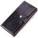 Patented vertical men's wallet made of genuine leather with crocodile embossing KARYA 21424 Brown 21424 фото 1