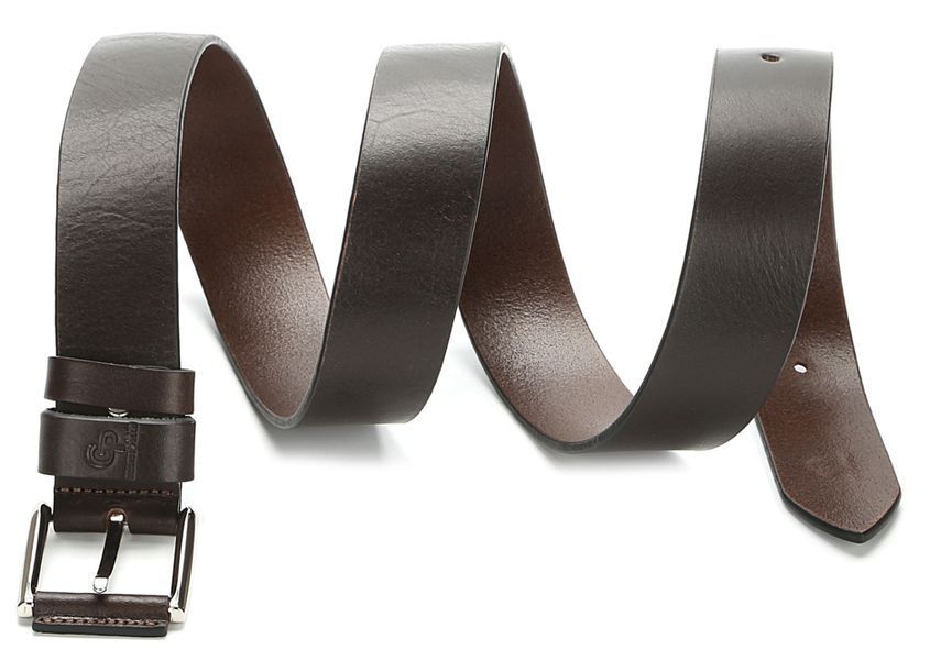 Exclusive men's denim belt made of genuine leather GRANDE PELLE 00910 Brown 20192 фото