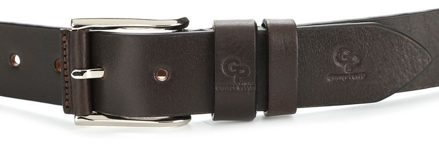 Exclusive men's denim belt made of genuine leather GRANDE PELLE 00910 Brown 20192 фото