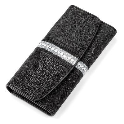 Гаманець жіночий STINGRAY LEATHER 18029 з натуральної шкіри морського скату Чорний 18029 фото