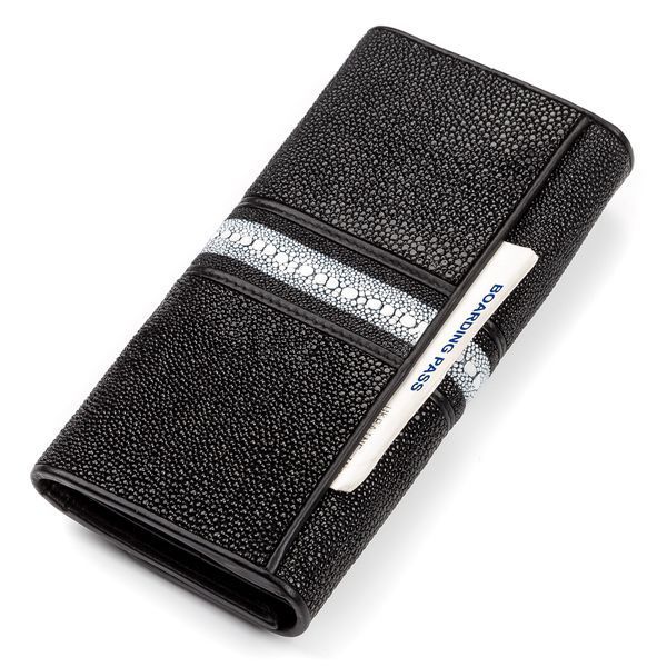 Кошелек женский STINGRAY LEATHER 18029 из натуральной кожи морского ската Черный 18029 фото