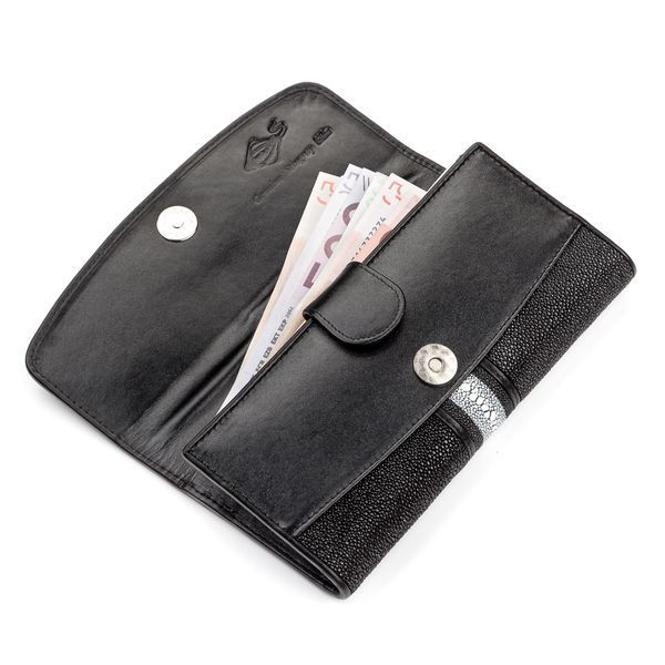 Кошелек женский STINGRAY LEATHER 18029 из натуральной кожи морского ската Черный 18029 фото