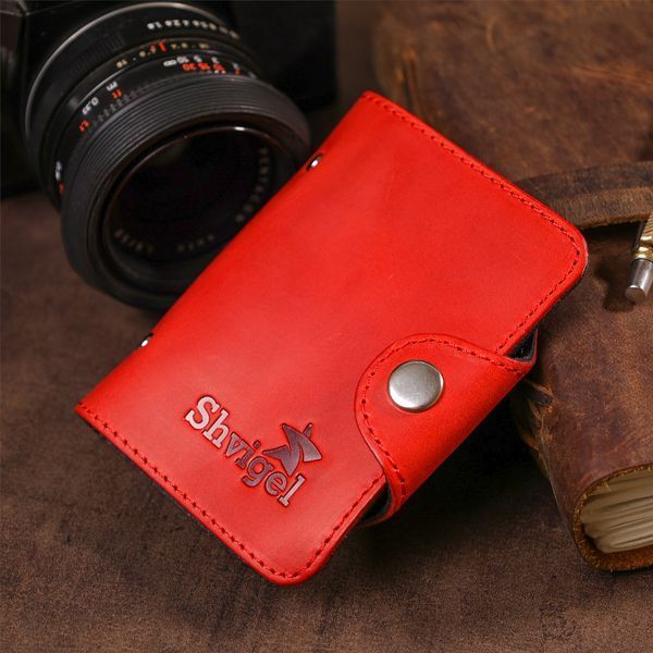 Vertical business card holder Shvigel 13910 leather Red 13910 фото