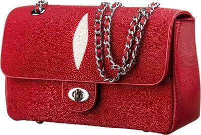 Сумка STINGRAY LEATHER 18223 из натуральной кожи морского ската Красный 18223 фото