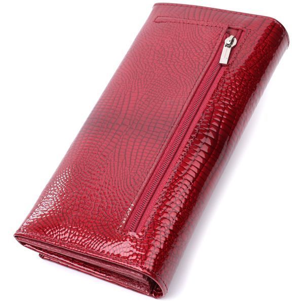 Лакированный женский кошелек с фактурой под рептилию из натуральной кожи ST Leather 22717 Красный VAL-01833 фото